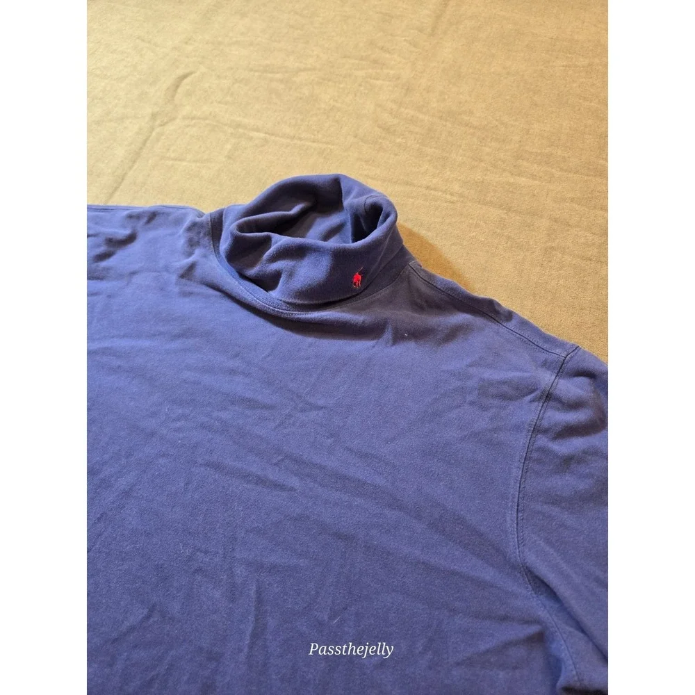 Polo Ralph Lauren Sweater Mens XXL Navy 100% Cotton Pony Embroidered Turtleneck